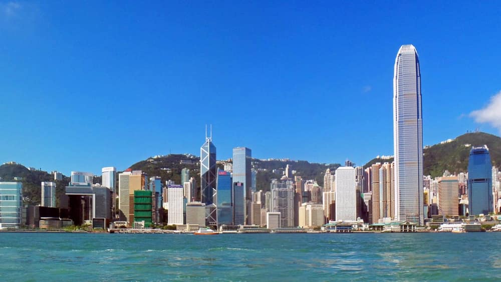 Hong Kong skyline with IFC building from Victoria Harbour